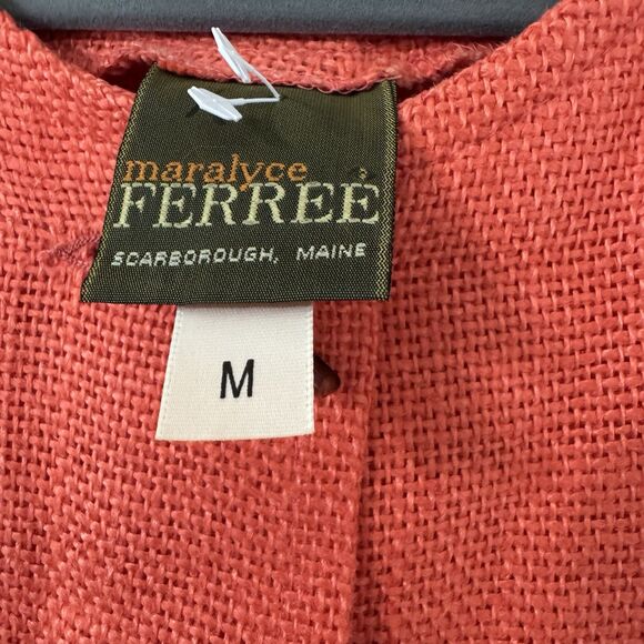 Maralyce Ferree Womens 100% Linen Jacket Medium‎ Orange Boho Lagenlook Casual - Picture 2 of 6